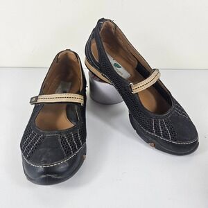 Golfstream Mary Jane Womens 6.5 Black Leather Mesh Sporty Cleats Shoes E3004